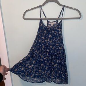 American Eagle Outfitters Blue Floral Tank Top Flowy